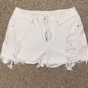 Stylish White Distressed Jean Shorts